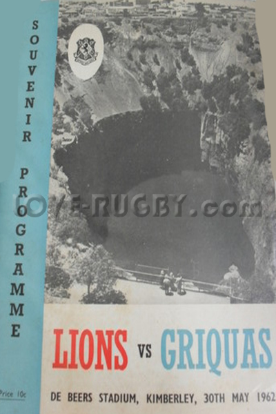 1962 Griqualand West v British Isles  Rugby Programme